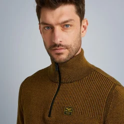 PME Legend Tops*Pullover With Half Zipper Brown
