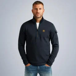 PME Legend Tops*Pullover With Half Zipper Blue