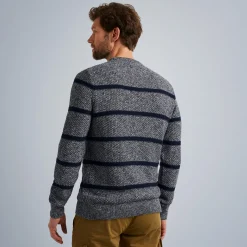 PME Legend Tops*Pullover With Knitted-In Textures Blue