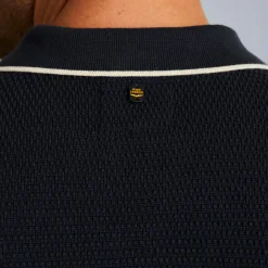 PME Legend Tops*Pullover With Polo Collar Blue