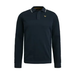 PME Legend Tops*Pullover With Polo Collar Blue