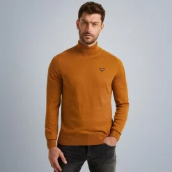 PME Legend Tops*Pullover With Stand-Up Collar Brown