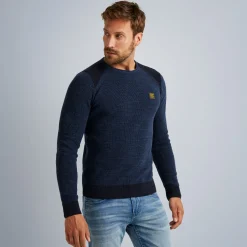 PME Legend Tops*Rib Knit Pullover With Cargo Pocket Blue