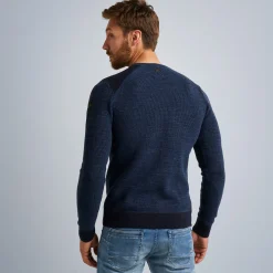 PME Legend Tops*Rib Knit Pullover With Cargo Pocket Blue