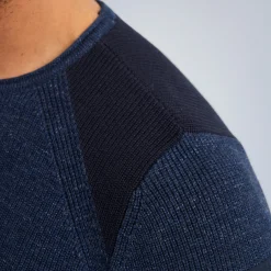 PME Legend Tops*Rib Knit Pullover With Cargo Pocket Blue