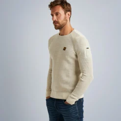PME Legend Tops*Rib Knit Pullover With Cargo Pocket Beige