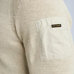 PME Legend Tops*Rib Knit Pullover With Cargo Pocket Beige