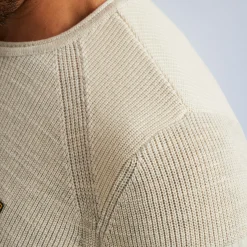 PME Legend Tops*Rib Knit Pullover With Cargo Pocket Beige