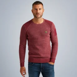 PME Legend Tops*Rib Knit Pullover With Cargo Pocket Red