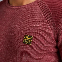 PME Legend Tops*Rib Knit Pullover With Cargo Pocket Red
