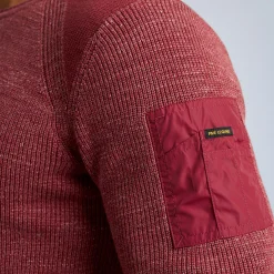 PME Legend Tops*Rib Knit Pullover With Cargo Pocket Red