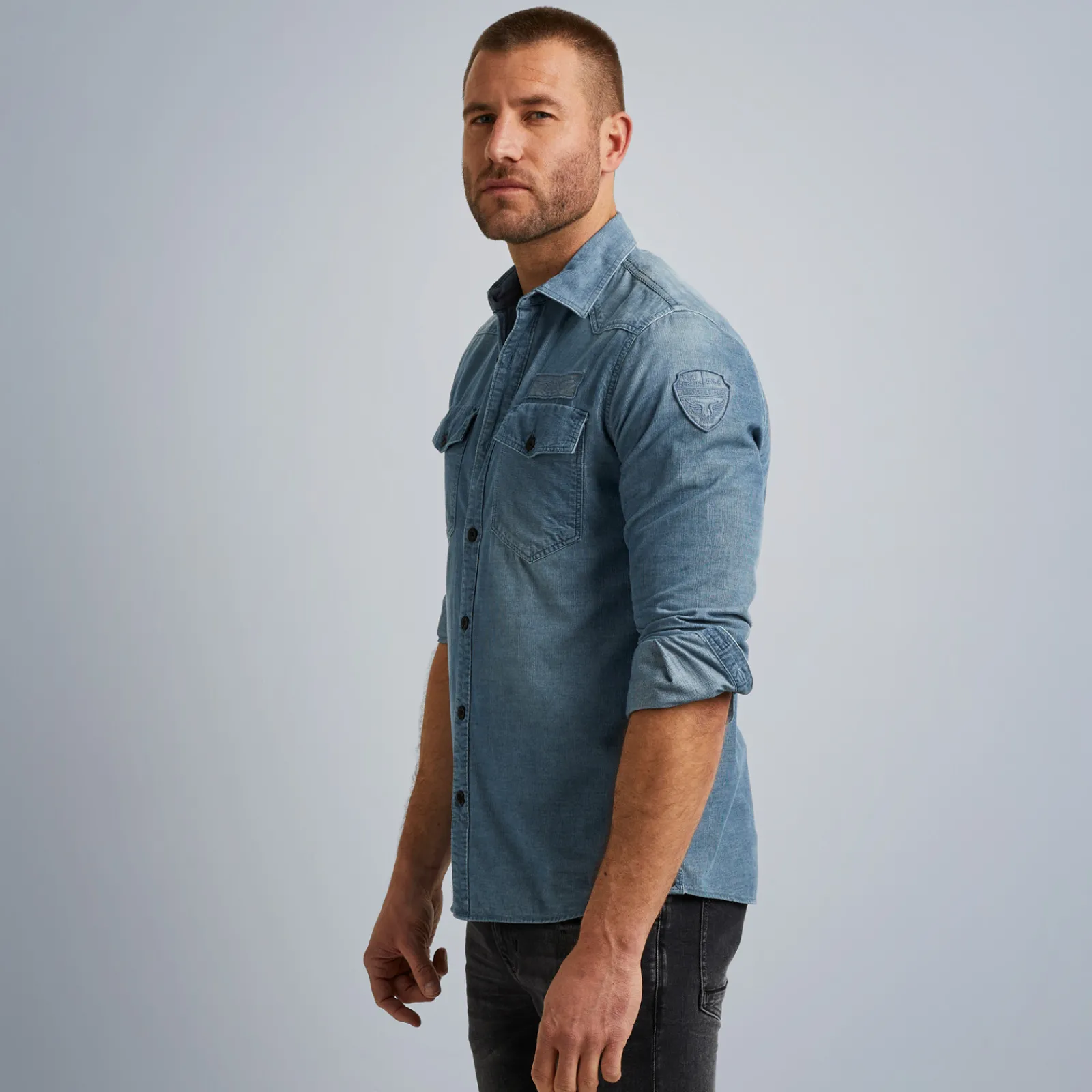 PME Legend Tops*Shirt In Indigo Corduroy Blue