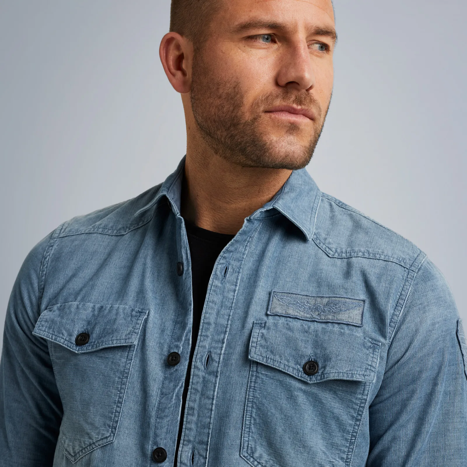 PME Legend Tops*Shirt In Indigo Corduroy Blue