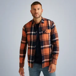 PME Legend Tops*Shirt With Check Pattern Orange