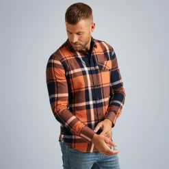 PME Legend Tops*Shirt With Check Pattern Orange