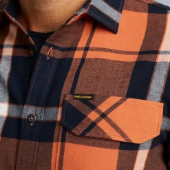 PME Legend Tops*Shirt With Check Pattern Orange