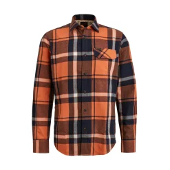 PME Legend Tops*Shirt With Check Pattern Orange