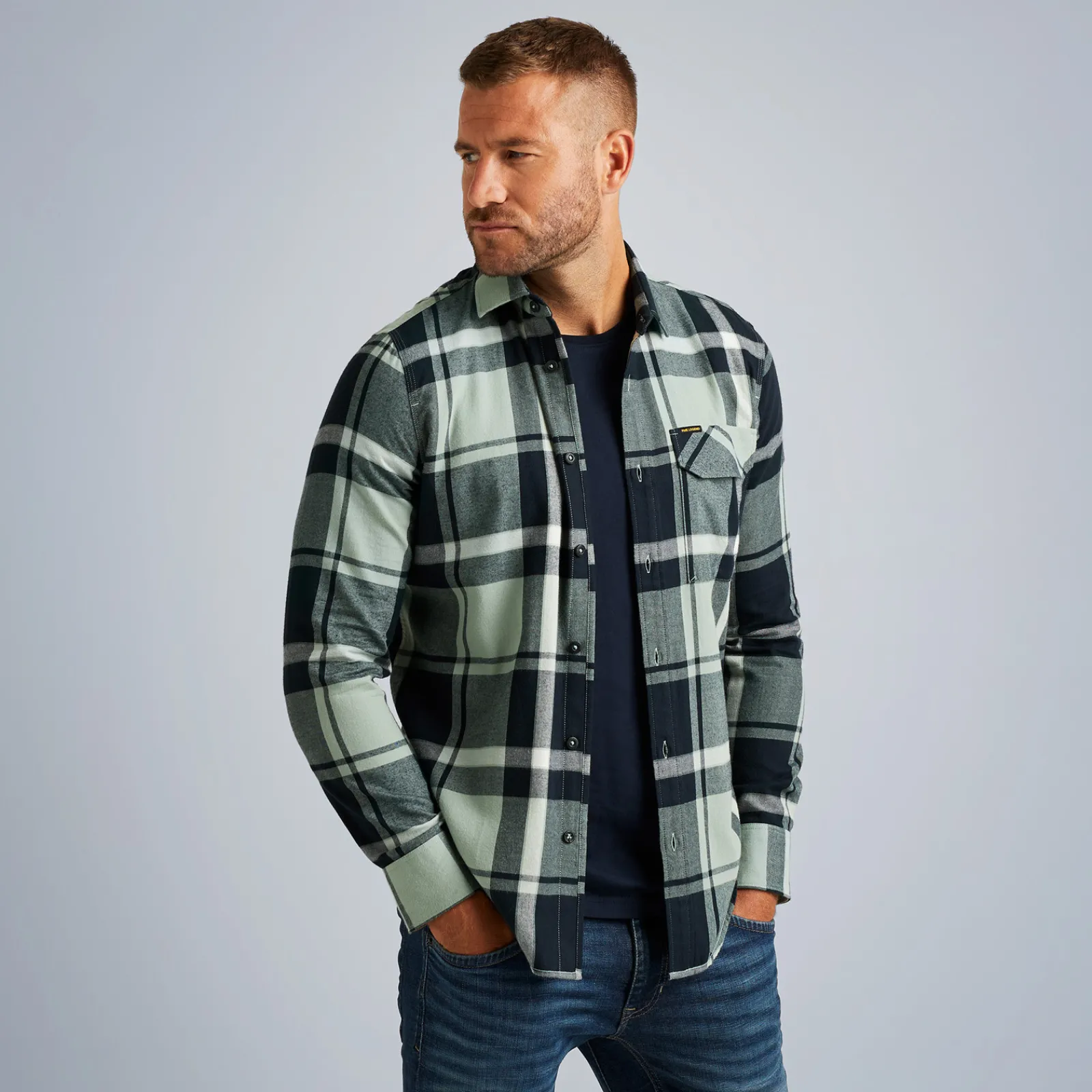 PME Legend Tops*Shirt With Check Pattern Green
