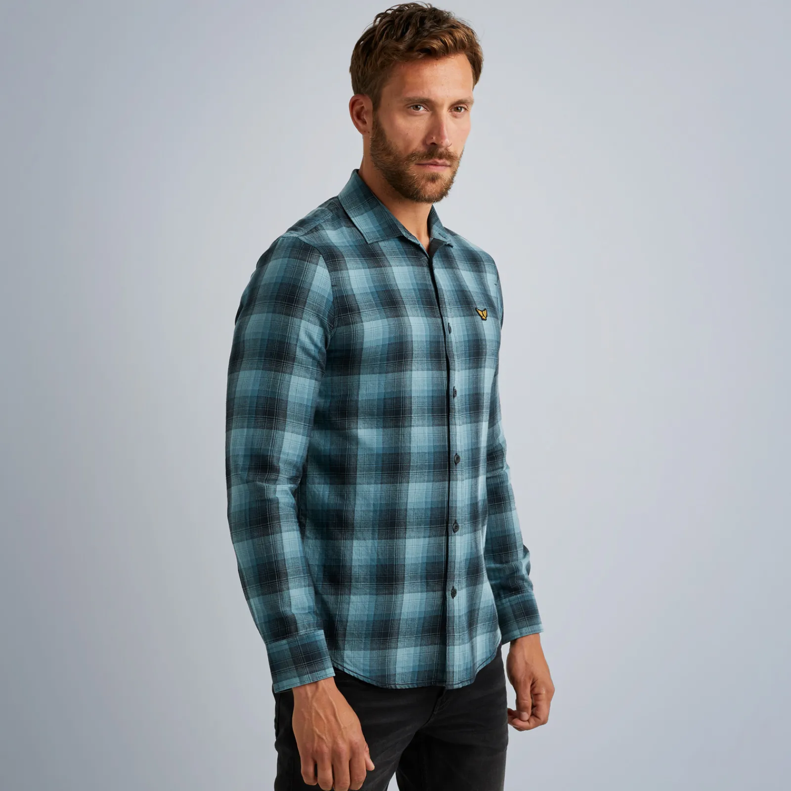 PME Legend Tops*Shirt With Check Pattern Blue