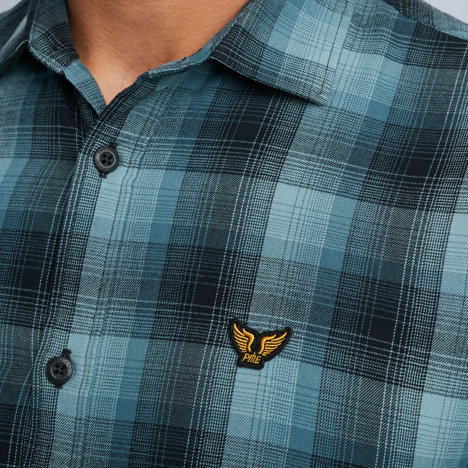 PME Legend Tops*Shirt With Check Pattern Blue