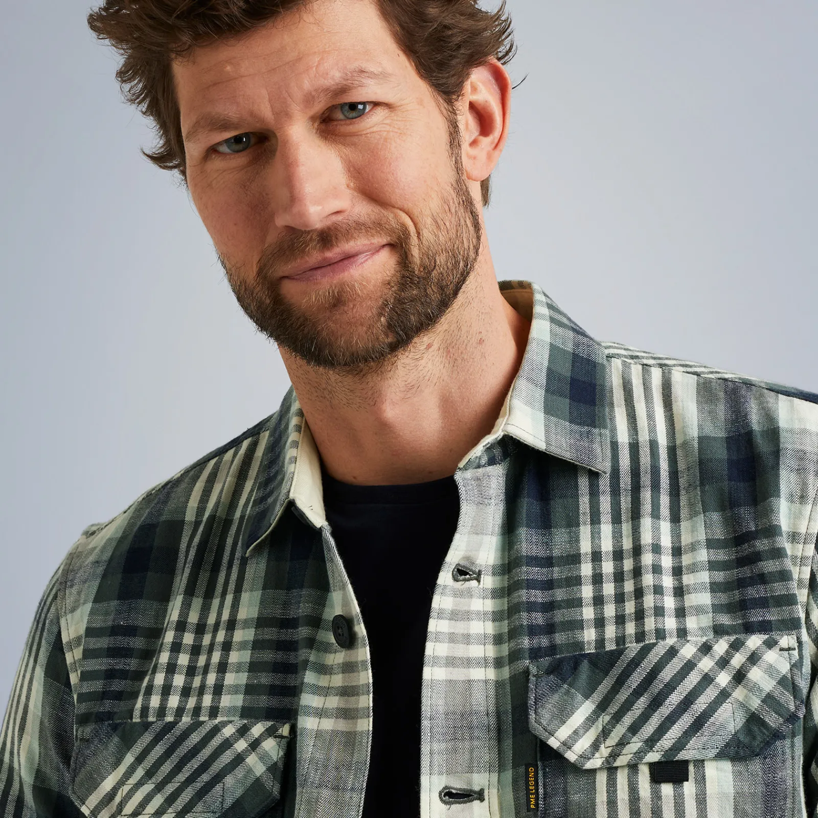 PME Legend Tops*Shirt With Check Pattern Green