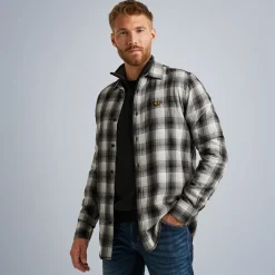 PME Legend Tops*Shirt With Check Pattern Grey