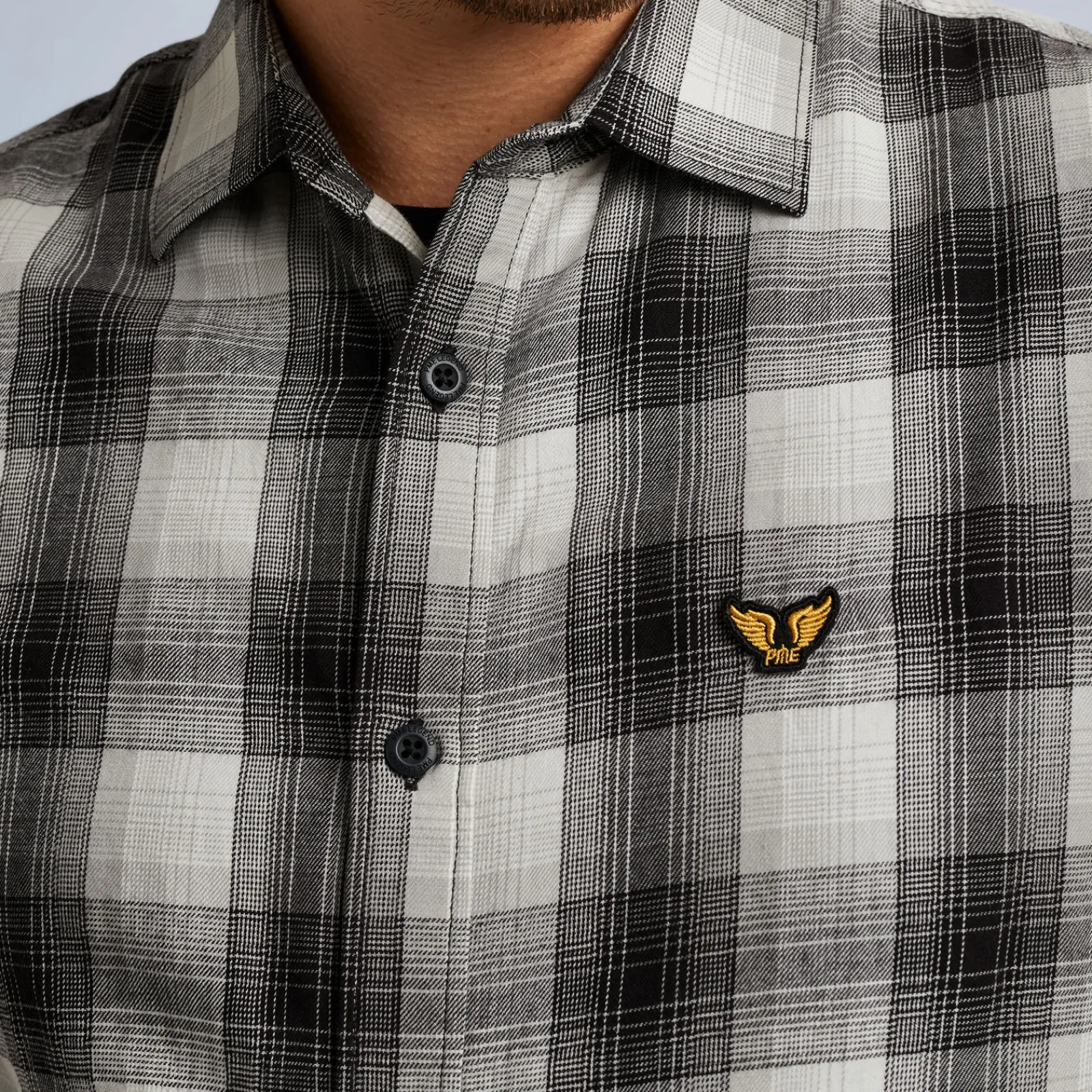 PME Legend Tops*Shirt With Check Pattern Grey