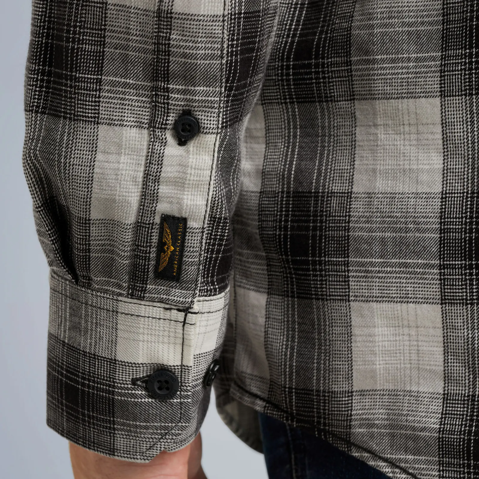 PME Legend Tops*Shirt With Check Pattern Grey