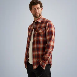 PME Legend Tops*Shirt With Check Pattern Red