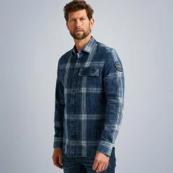 PME Legend Tops*Shirt With Check Pattern Blue