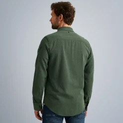 PME Legend Tops*Shirt With Herringbone Texture Green