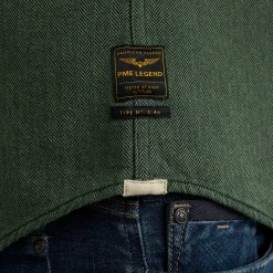 PME Legend Tops*Shirt With Herringbone Texture Green