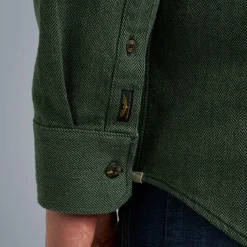 PME Legend Tops*Shirt With Herringbone Texture Green