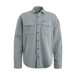 PME Legend Tops*Shirt With Herringbone Texture Blue