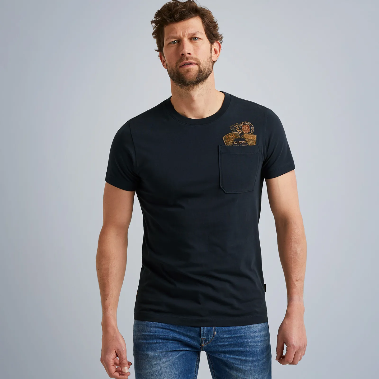 PME Legend Tops*Short Sleeve R-Neck Single Jersey Play Blue