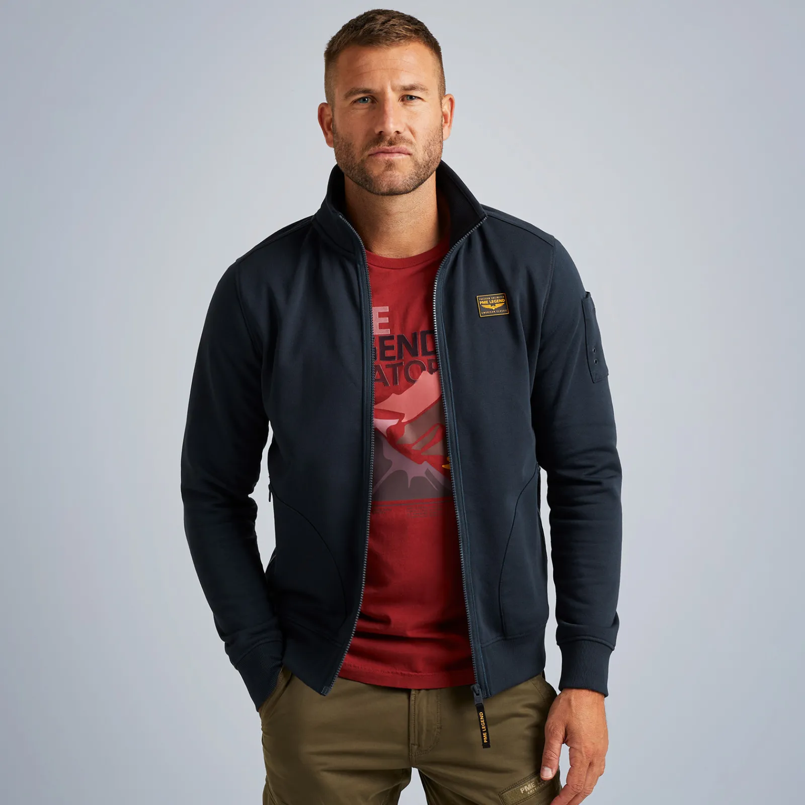 PME Legend Tops*Sweat Jacket In Terry Fabric Blue