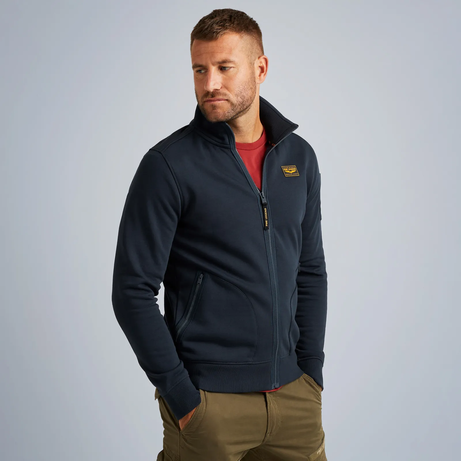 PME Legend Tops*Sweat Jacket In Terry Fabric Blue