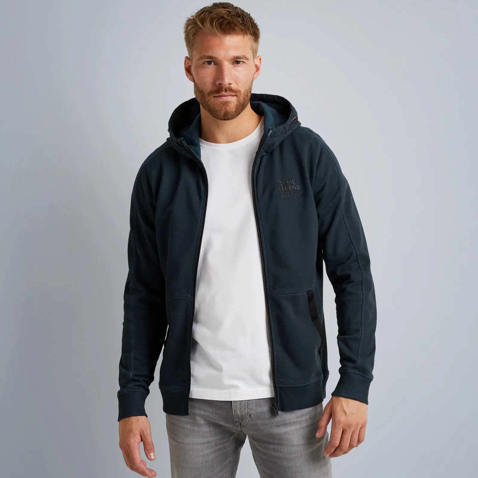 PME Legend Tops*Sweat Jacket With Zipper Blue