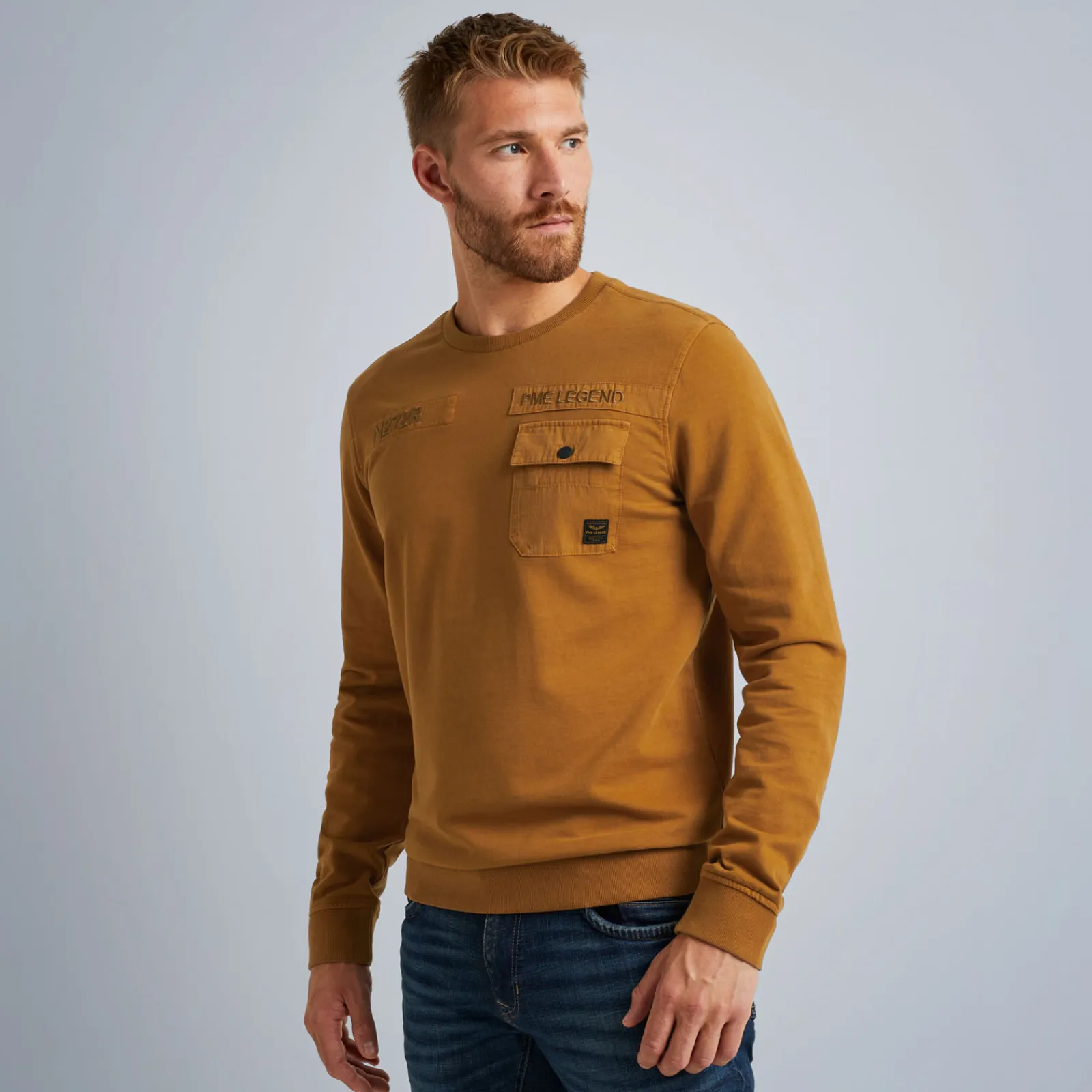 PME Legend Tops*Sweatshirt With Cold-Dye Wash Brown
