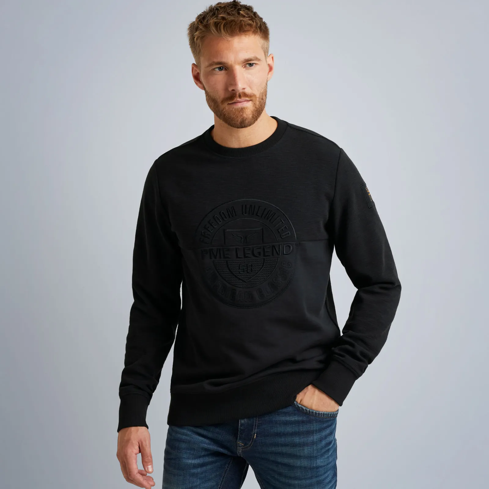 PME Legend Tops*Sweatshirt With Different Textures Black