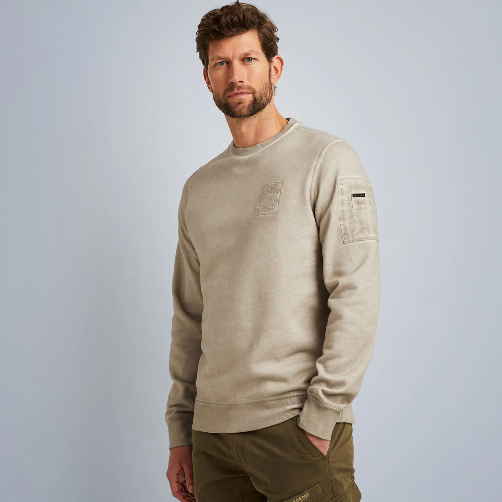 PME Legend Tops*Sweatshirt With Flight Pocket Beige