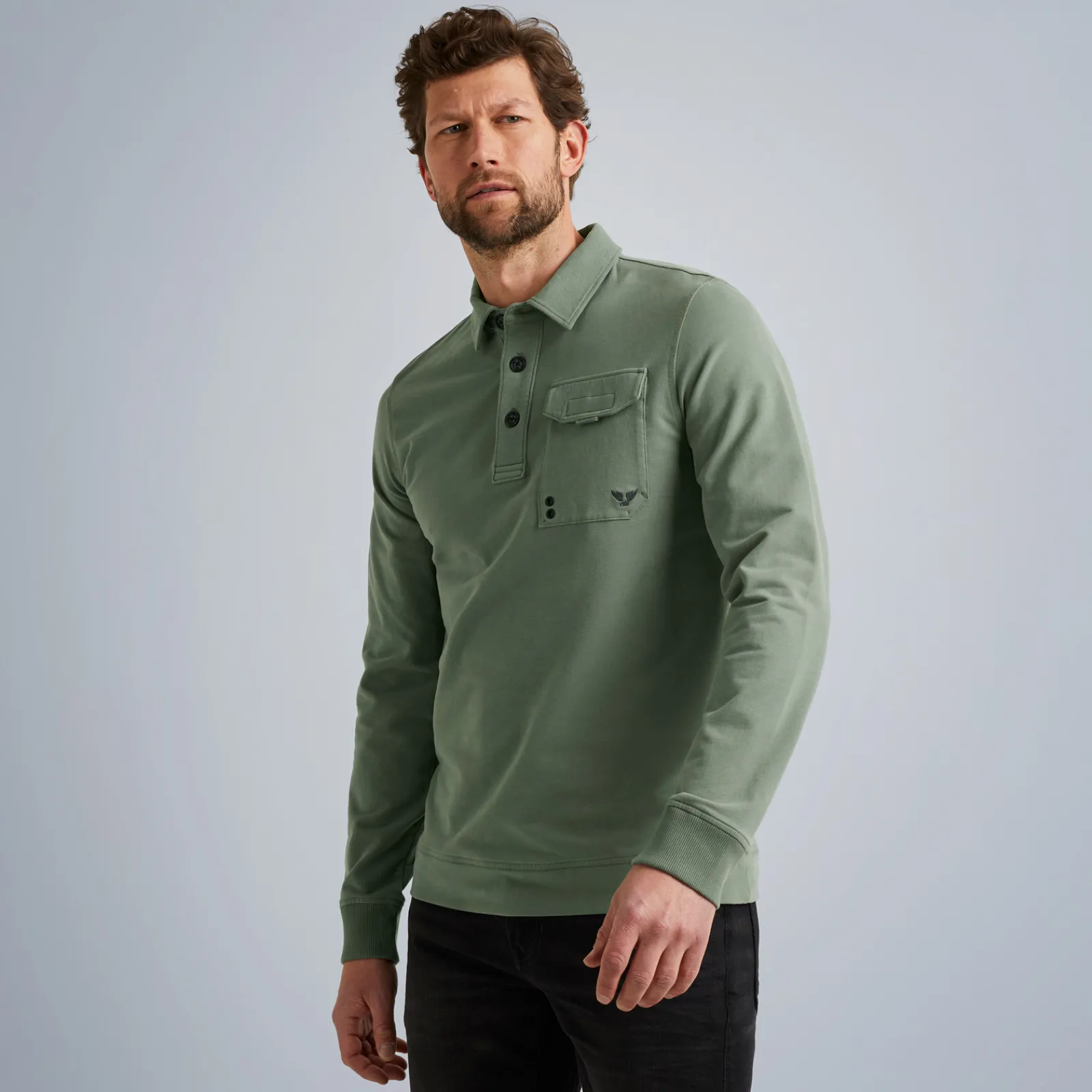 PME Legend Tops*Sweatshirt With Polo Collar Green