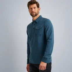 PME Legend Tops*Sweatshirt With Polo Collar Blue