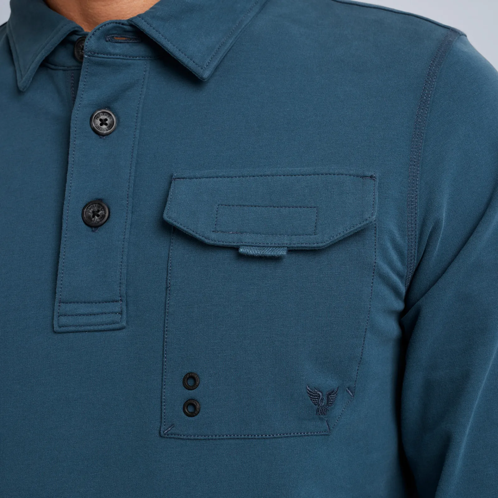 PME Legend Tops*Sweatshirt With Polo Collar Blue