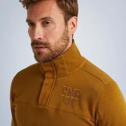 PME Legend Tops*Sweatshirt With Stand-Up Collar Brown