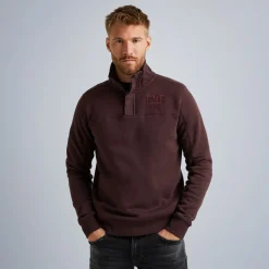 PME Legend Tops*Sweatshirt With Stand-Up Collar Brown