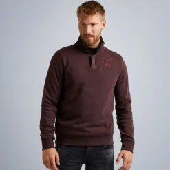 PME Legend Tops*Sweatshirt With Stand-Up Collar Brown