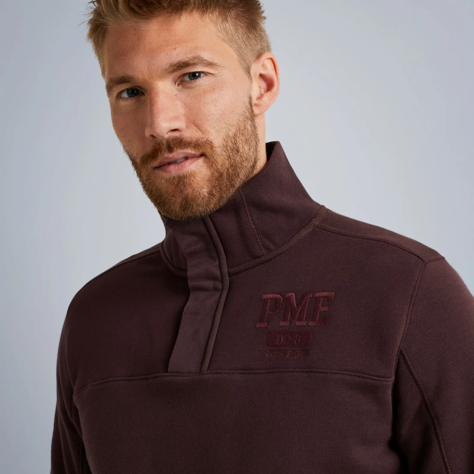 PME Legend Tops*Sweatshirt With Stand-Up Collar Brown