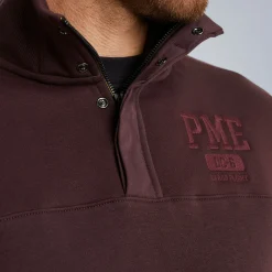 PME Legend Tops*Sweatshirt With Stand-Up Collar Brown