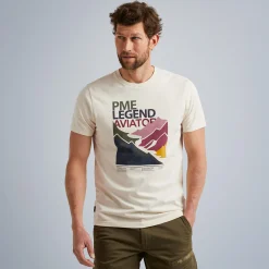 PME Legend Tops*T-Shirt In Jersey With Artwork Beige